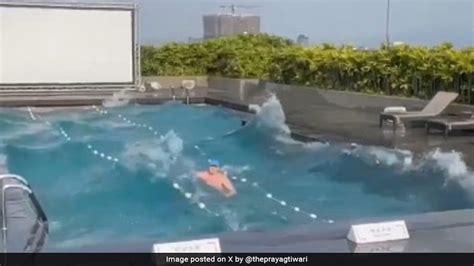 Video: Swimming Pool Water Turns Into Massive Waves During .